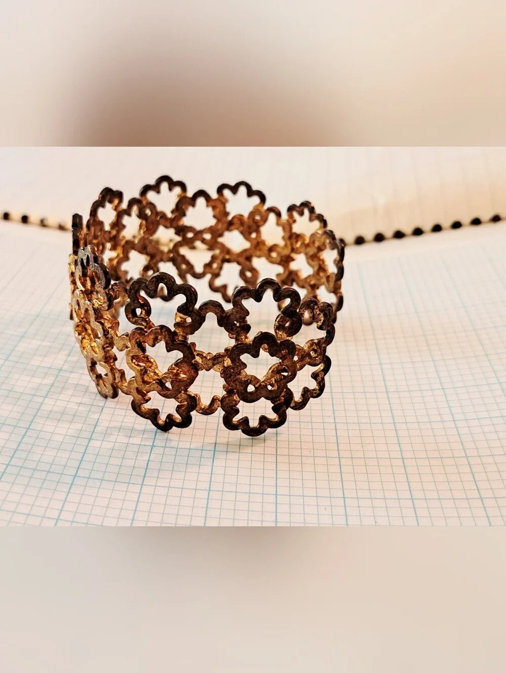 Gold Floral Link Cuff Bracelet - Women Accessories